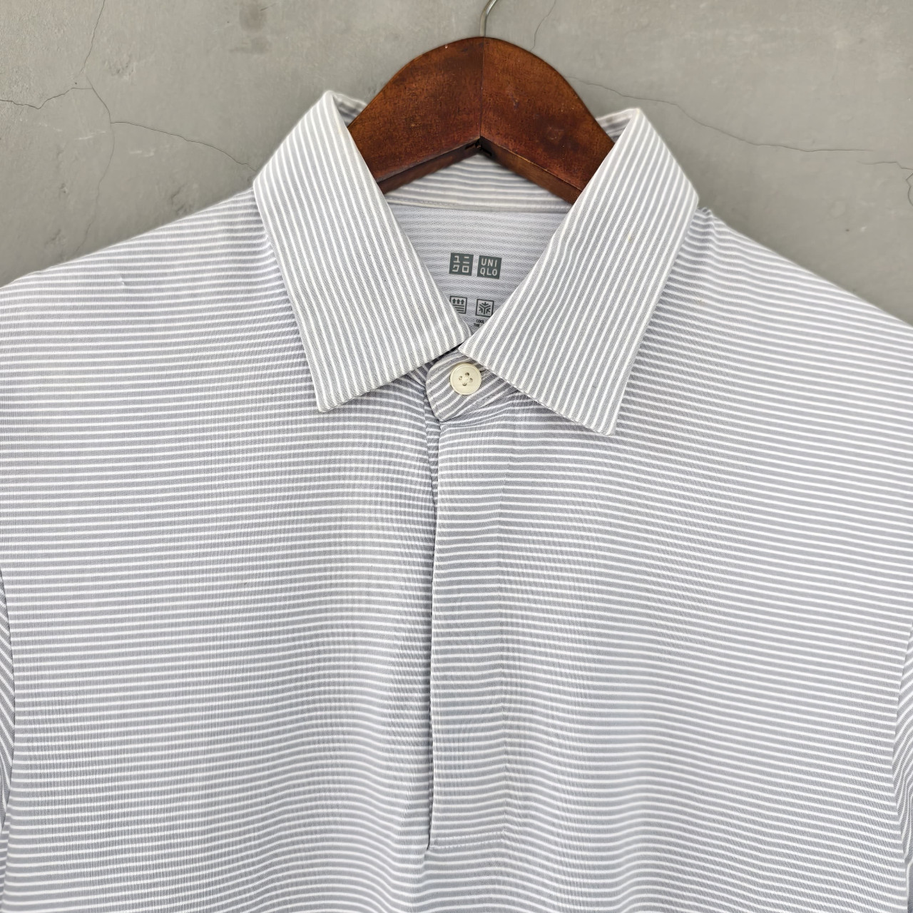 Polo Shirt UNIQLO AIRism Cool Touch Striped Soft Grey (L)