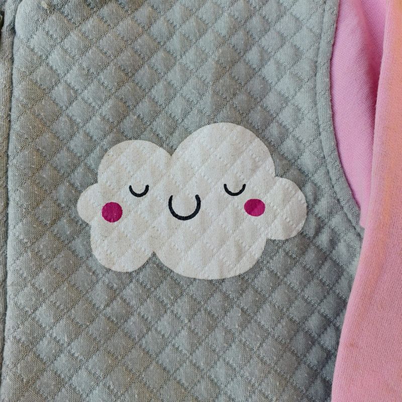 Jaket Anak Perempuan JT Girls Size 6 – Abu Pink Motif Awan & Kucing Imut