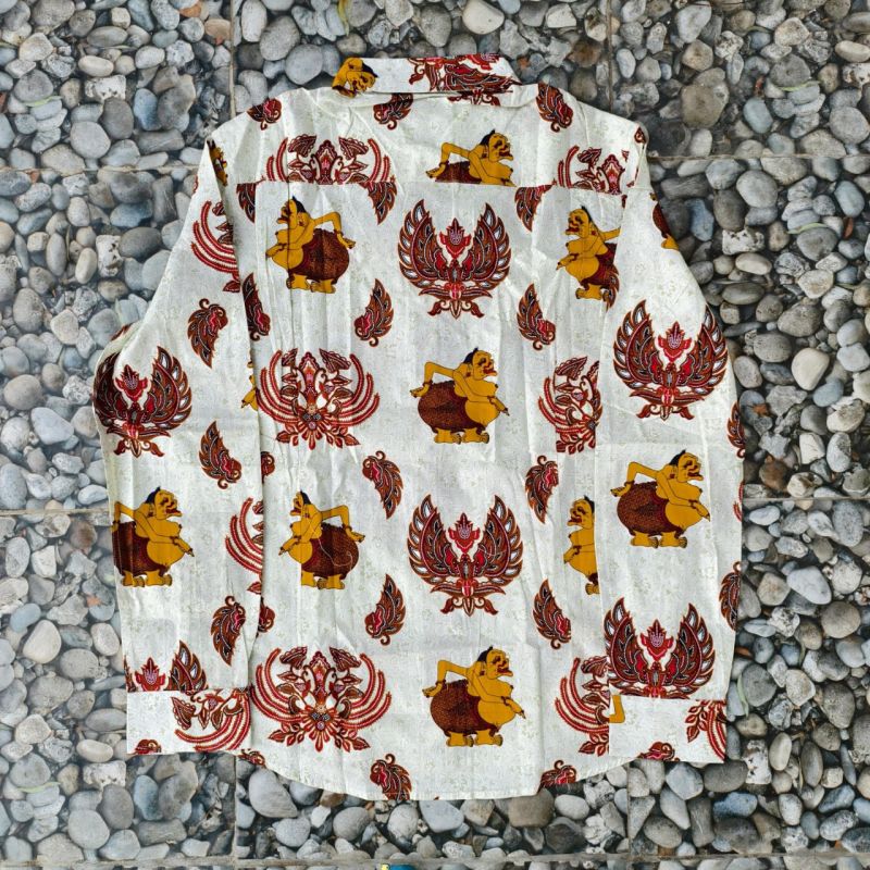 Buzz Batik Junkies Kemeja Batik Wayang Lengan Panjang Cream Motif Eksklusif Size XL