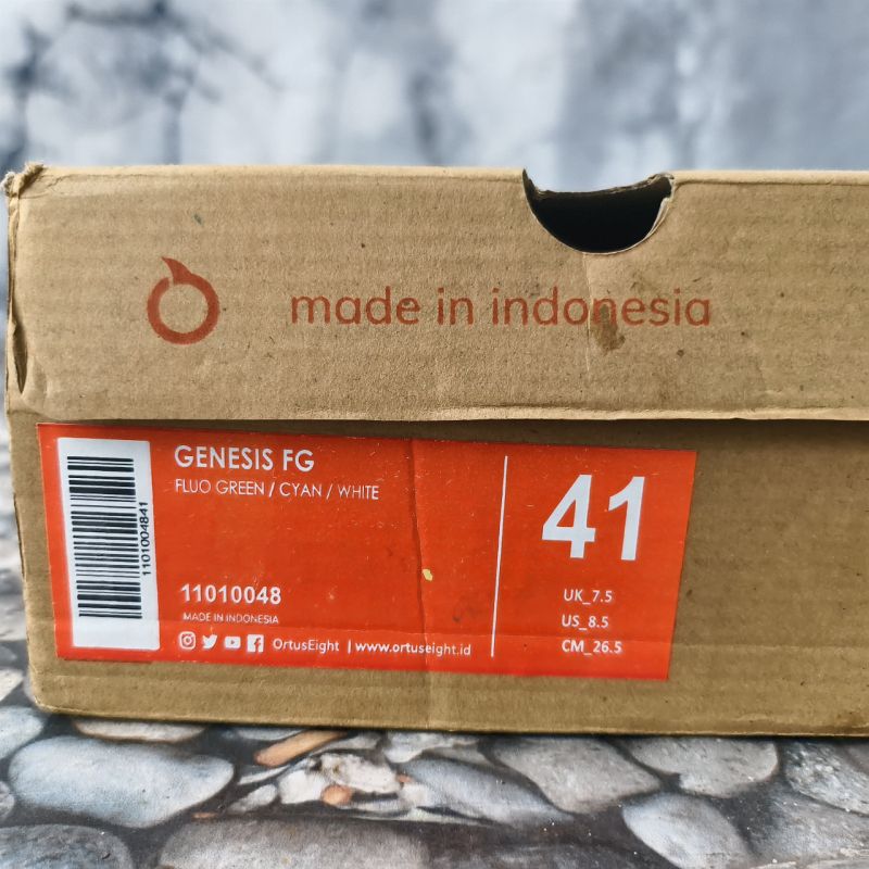 Sepatu Bola Ortuseight Genesis FG Fluo Green / Cyan / White Size 41