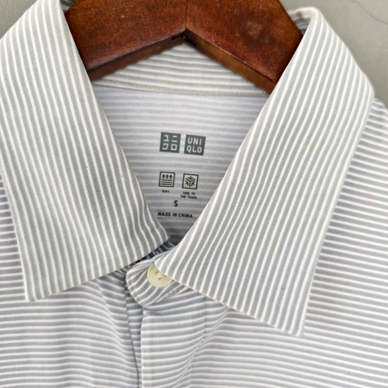 Polo Shirt UNIQLO AIRism Cool Touch Striped Soft Grey (L)