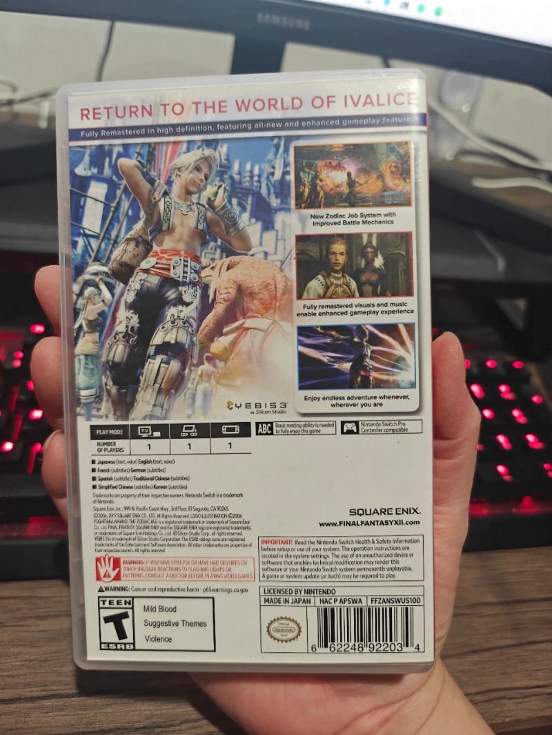 HYBRID AUCTION GAP 510 Nintendo Switch Game Final Fantasy XII The Zodiac Age PURE US