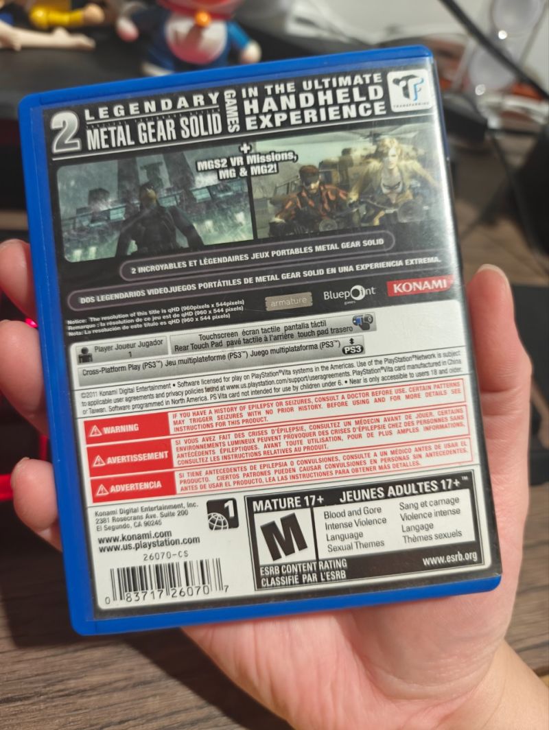 Reg 1 PSVita Game Metal Gear Solid HD Collection