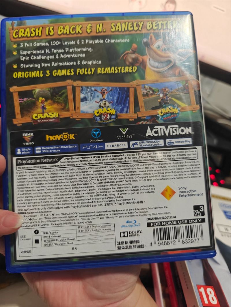 PS4 Game Crash Bandicoot Nsane Trilogy