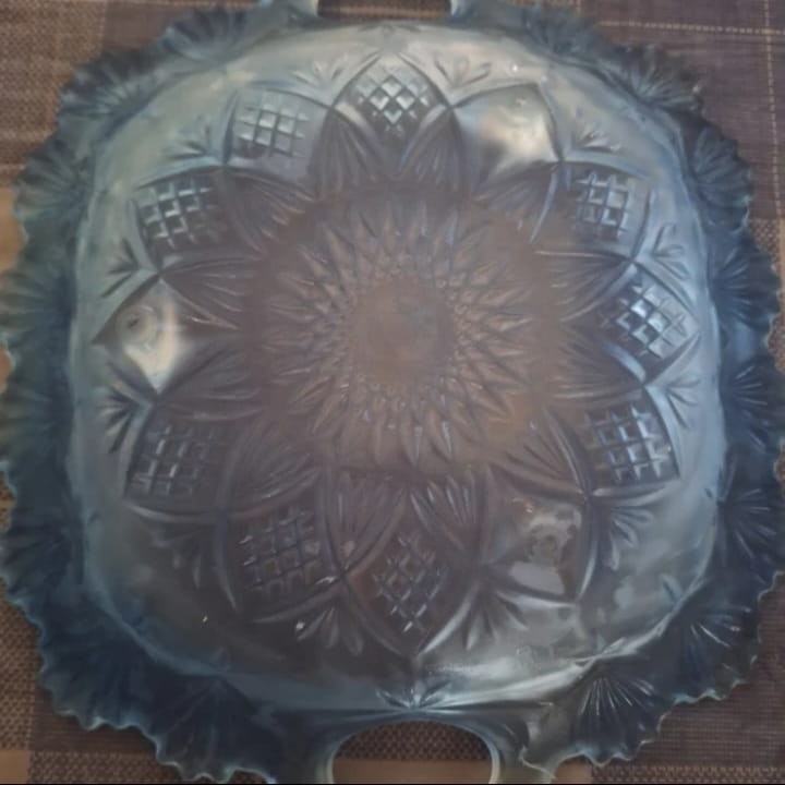 Vintage pressed glass serving tray pasari tempat sayur kaca tebal